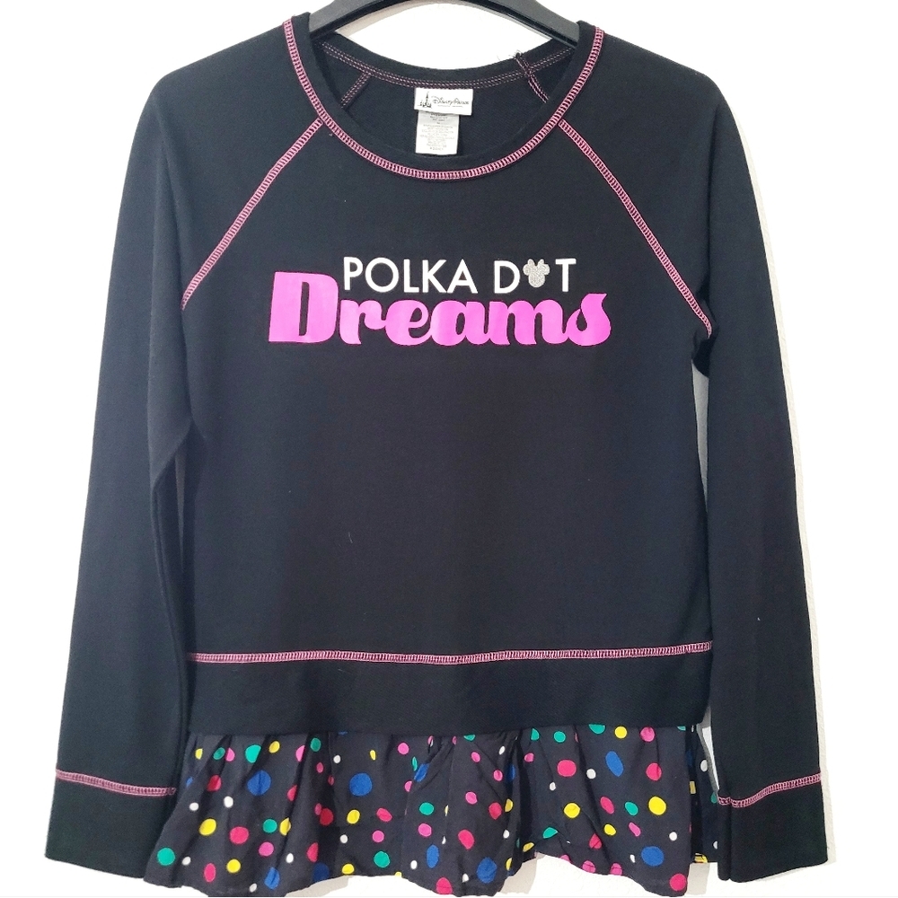 NWOT Disney Parks Womens Shirt Size Medium Black Polka Dot Dreams